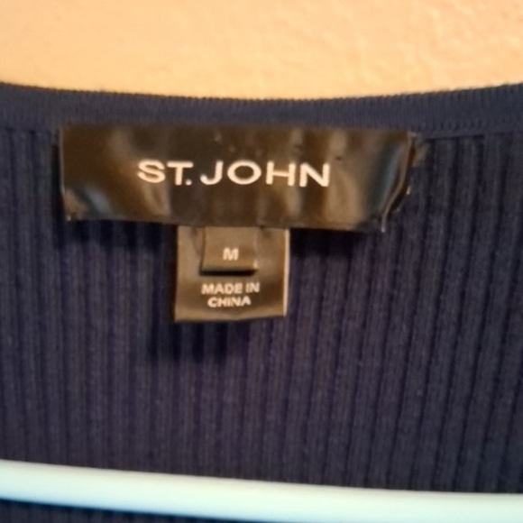 St. John Deep Blue V-Neck Cardigan - Picture 2 of 5